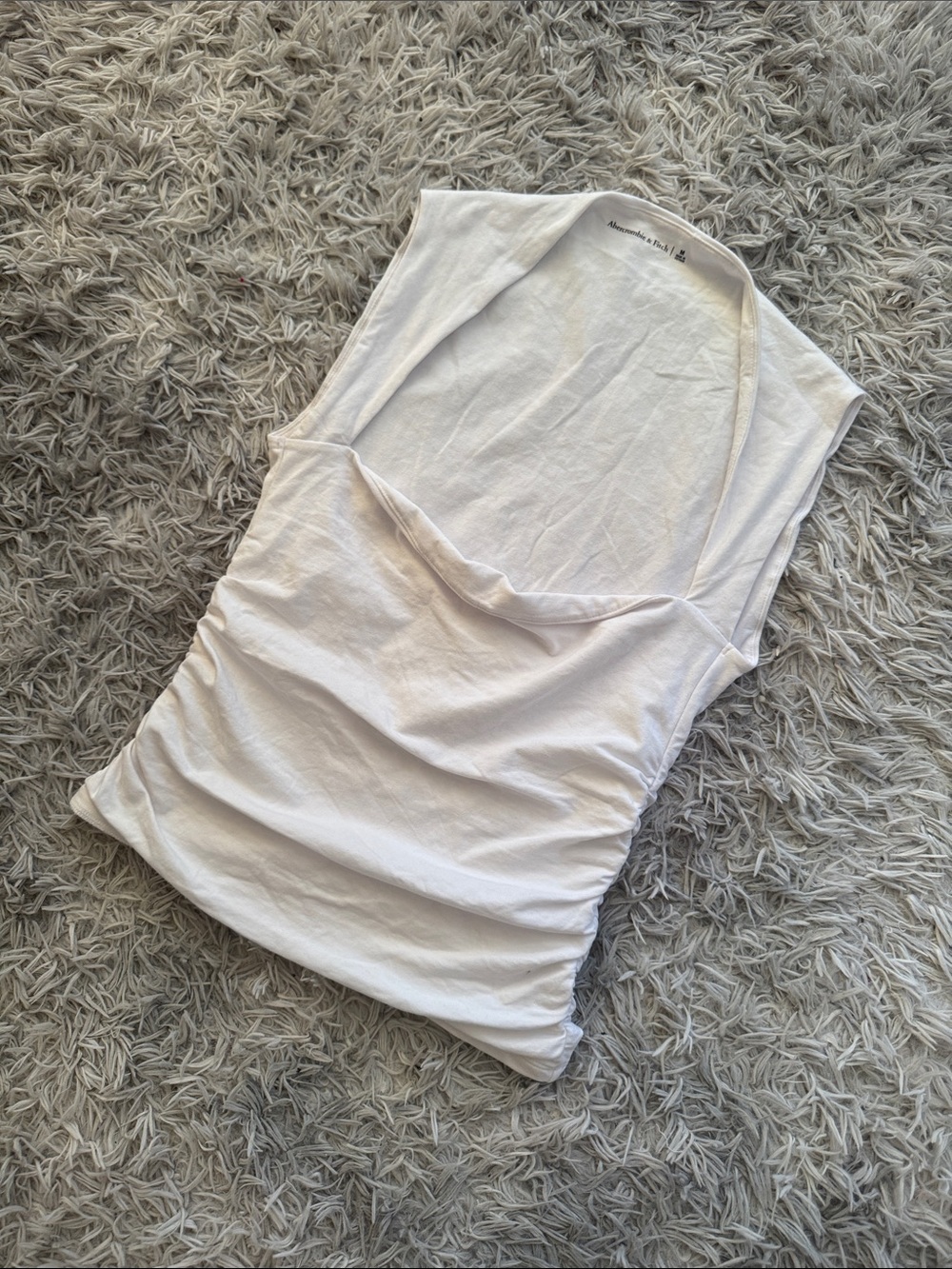 Basic White Ruched Tank Top - Unbranded
